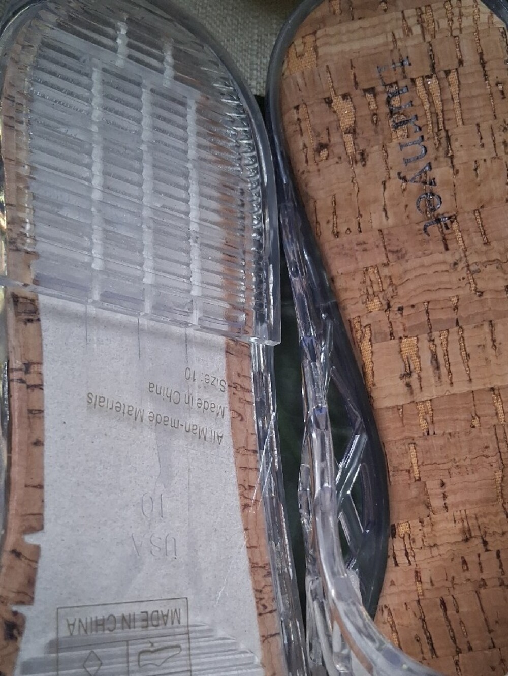 Clear Grid Jelly Flats with Cork Insole - Picture 2 of 3